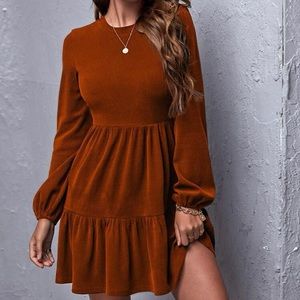 Shein Fall Midi Dress Burnt Orange